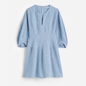 Madewell Light Blue Puff-Sleeve Mini Dress